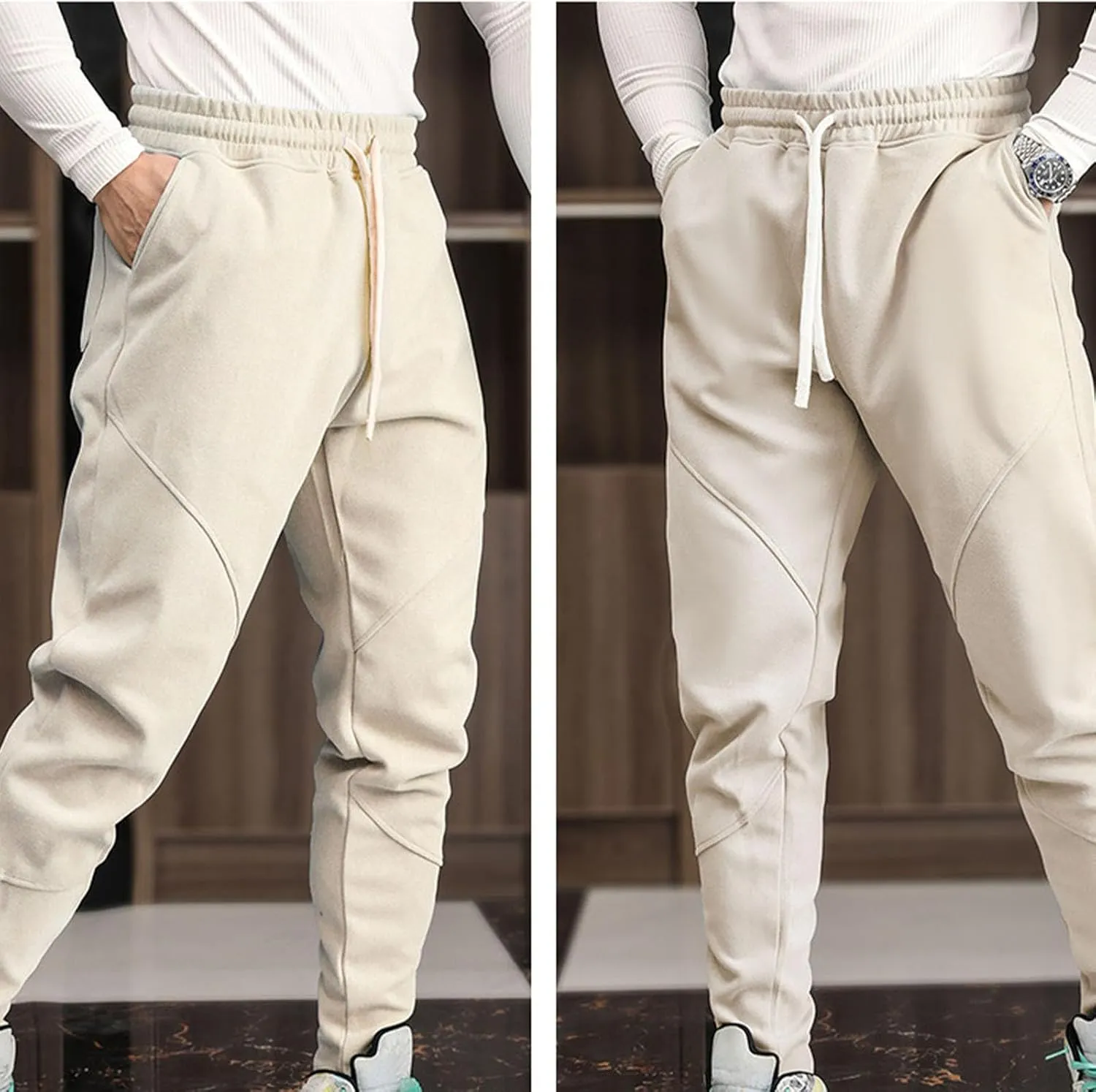 Mens Athletic Workout Sweatpants Ankle Zip Gym Joggers Elastic Waist Fleece Lined Tapered Jogging Pants with Pockets