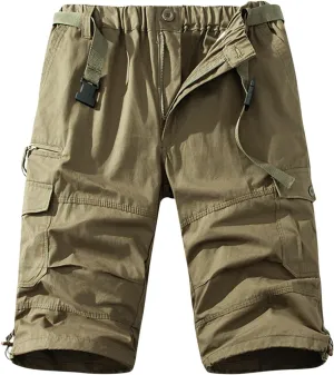 Mens Cargo Shorts Casual Button Plus Size Loose Bottoms with Multiple Pockets Flowy Classic Outdoor Work Shorts