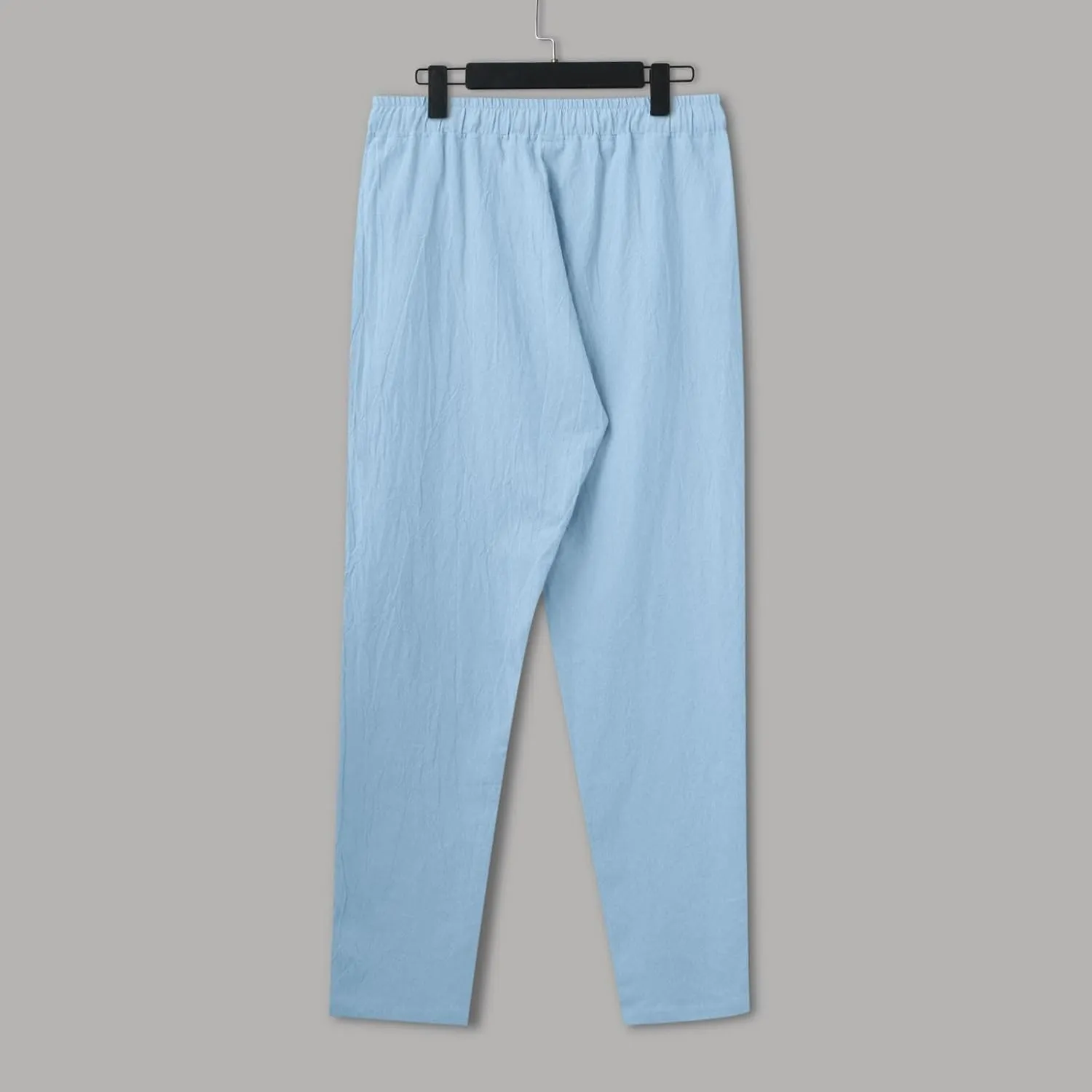 Mens Casual Pants Summer Cotton Linen Beach Pants Classic Solid Color Trousers Lounge Pant Hiking Gym Joggers
