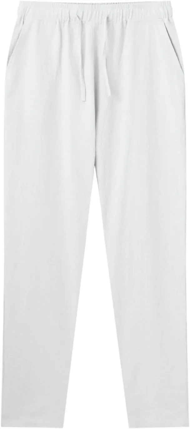 Mens Casual Pants Summer Cotton Linen Beach Pants Classic Solid Color Trousers Lounge Pant Hiking Gym Joggers