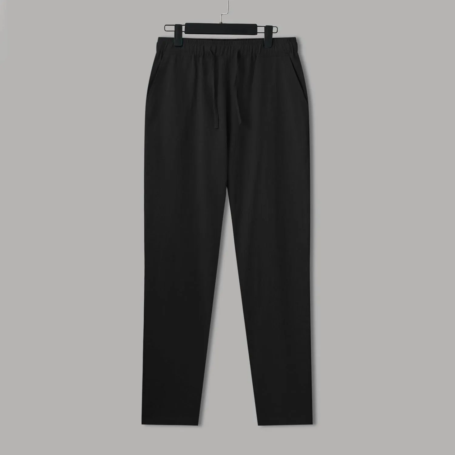 Mens Casual Pants Summer Cotton Linen Beach Pants Classic Solid Color Trousers Lounge Pant Hiking Gym Joggers