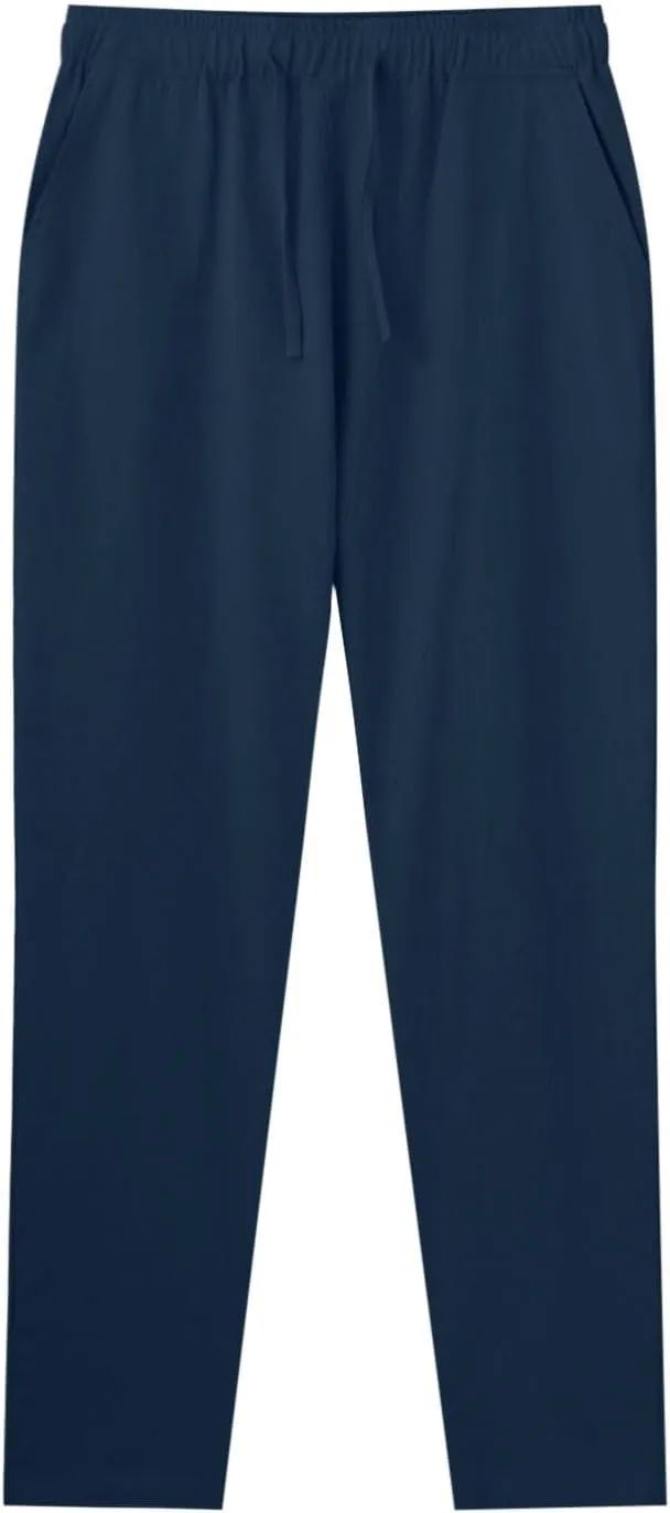 Mens Casual Pants Summer Cotton Linen Beach Pants Classic Solid Color Trousers Lounge Pant Hiking Gym Joggers