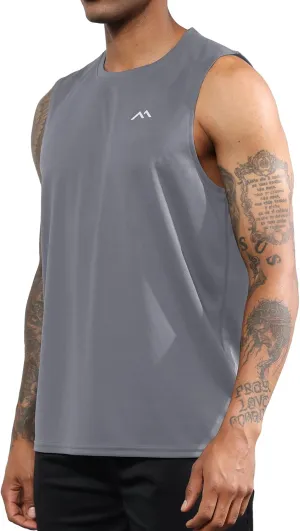 Men's Dry Fit Workout Running Sleeveless Muscle Shirts for Men Training Sport Basketball Athletic Base Layer Tank Top
