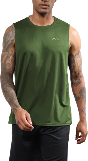 Men's Dry Fit Workout Running Sleeveless Muscle Shirts for Men Training Sport Basketball Athletic Base Layer Tank Top