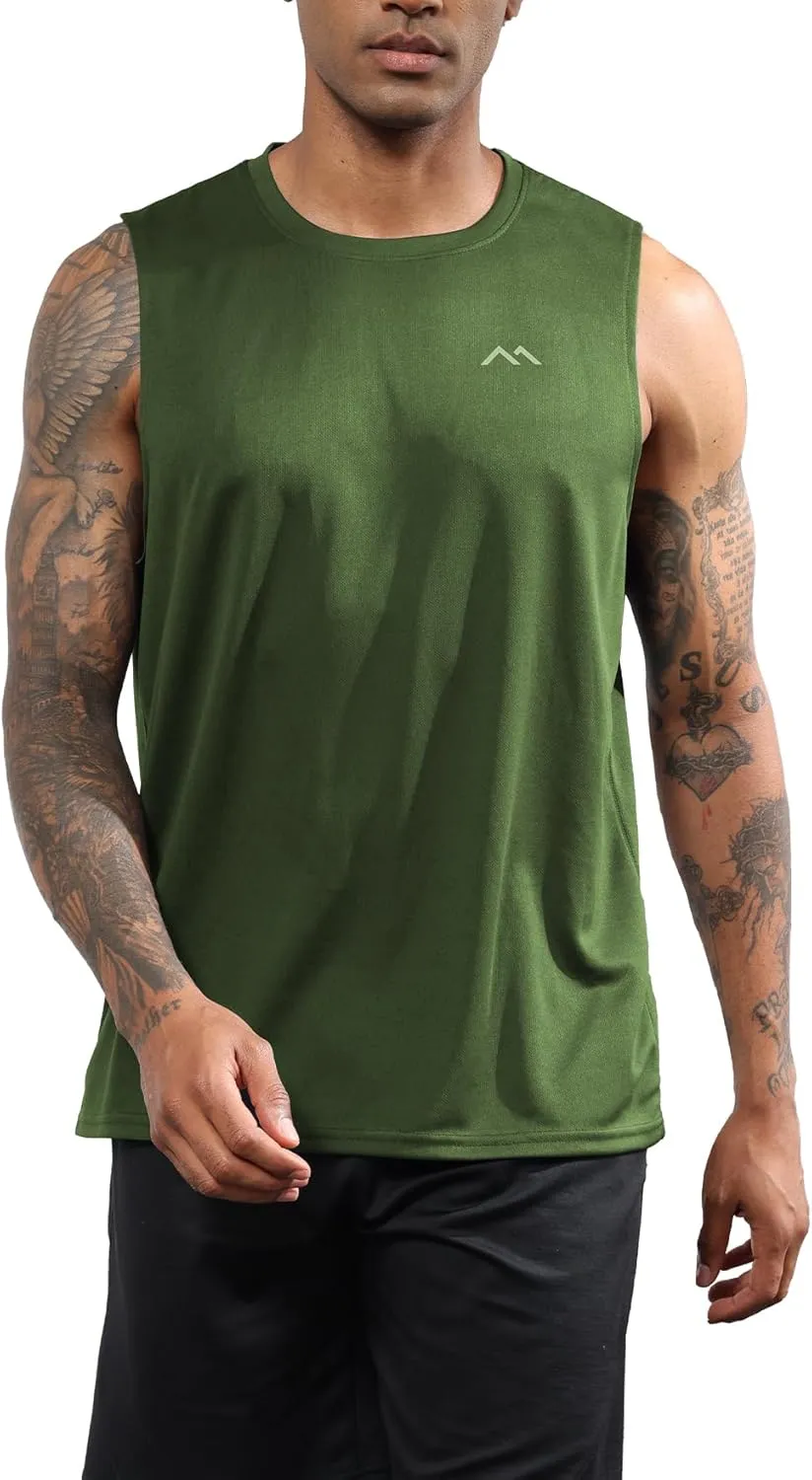 Men's Dry Fit Workout Running Sleeveless Muscle Shirts for Men Training Sport Basketball Athletic Base Layer Tank Top