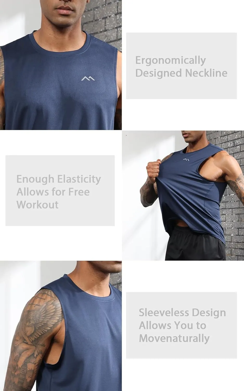 Men's Dry Fit Workout Running Sleeveless Muscle Shirts for Men Training Sport Basketball Athletic Base Layer Tank Top