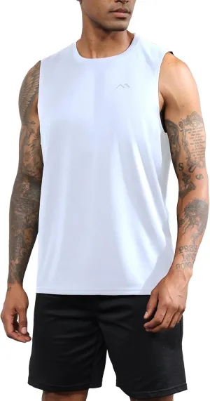Men's Dry Fit Workout Running Sleeveless Muscle Shirts for Men Training Sport Basketball Athletic Base Layer Tank Top