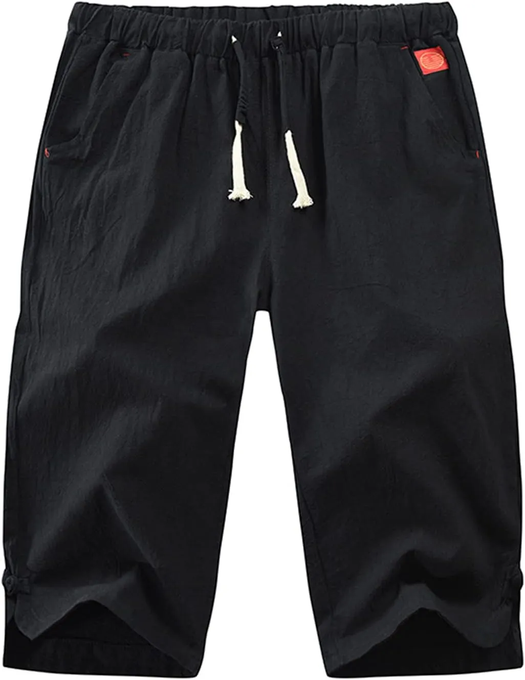 Mens Elastic Waist Drawstring Workout Gym Joggers 3/4 Shorts Summer Casual Sweat Short Pants with Pockets