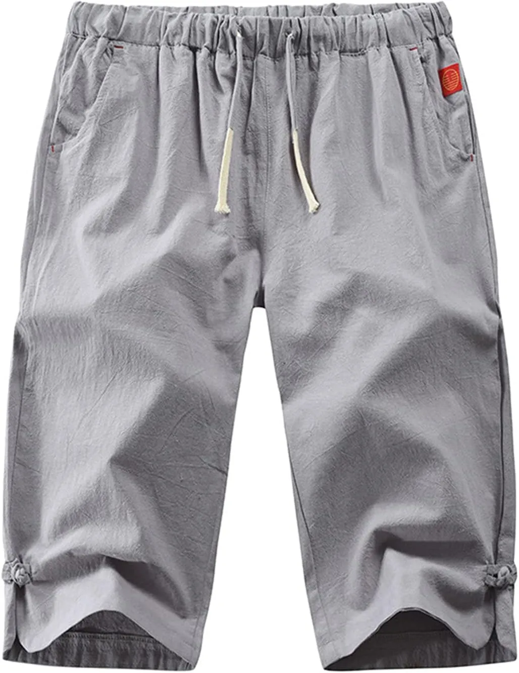 Mens Elastic Waist Drawstring Workout Gym Joggers 3/4 Shorts Summer Casual Sweat Short Pants with Pockets