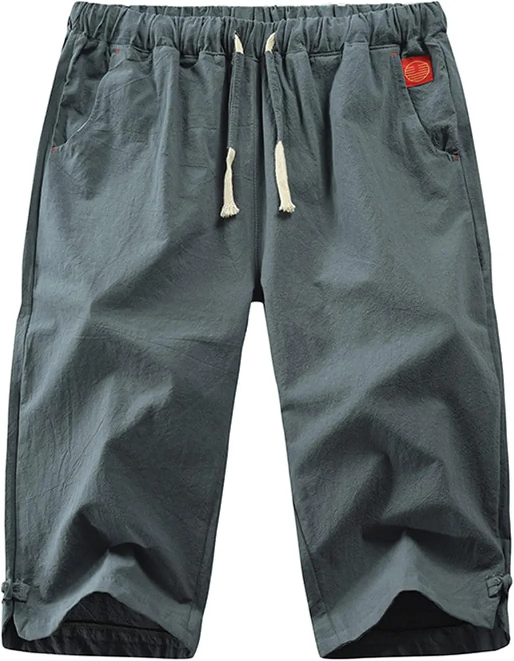 Mens Elastic Waist Drawstring Workout Gym Joggers 3/4 Shorts Summer Casual Sweat Short Pants with Pockets