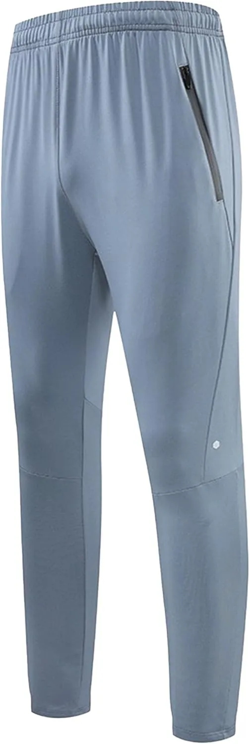 Men's Gym Joggers with Zipper Pockets Classic Tapered Athletic Pants Solid Quick Drying Stretch Sweatpants