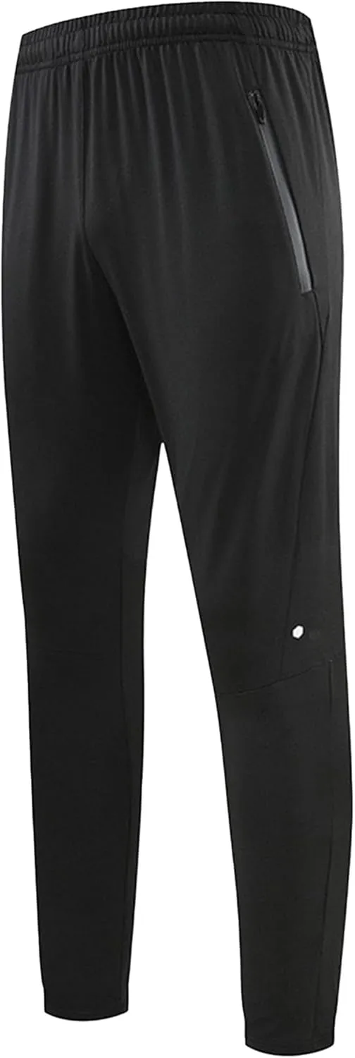 Men's Gym Joggers with Zipper Pockets Classic Tapered Athletic Pants Solid Quick Drying Stretch Sweatpants