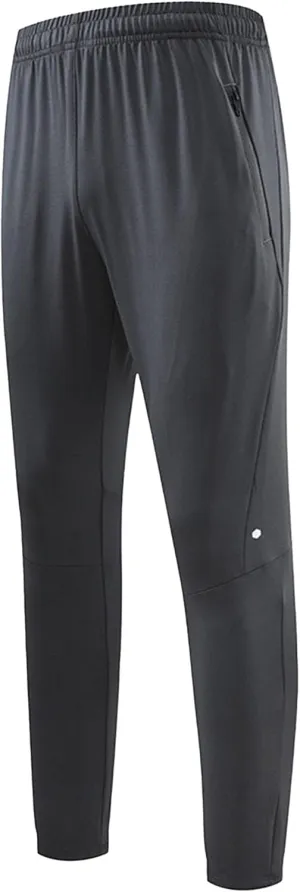 Men's Gym Joggers with Zipper Pockets Classic Tapered Athletic Pants Solid Quick Drying Stretch Sweatpants