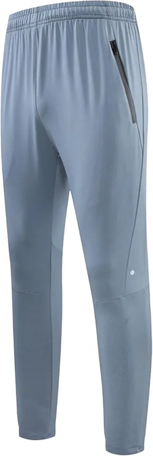 Men's Gym Joggers with Zipper Pockets Classic Tapered Athletic Pants Solid Quick Drying Stretch Sweatpants