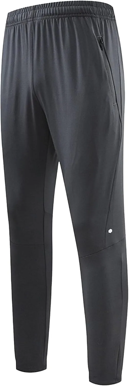 Men's Gym Joggers with Zipper Pockets Classic Tapered Athletic Pants Solid Quick Drying Stretch Sweatpants