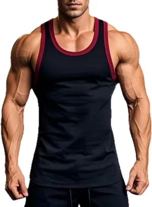 Mens Gym Muscle Tank Tops Low Cut Sleeveless Basketball Undershirt Lightweight Quick Dry Workout T-Shirts for Running