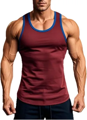 Mens Gym Muscle Tank Tops Low Cut Sleeveless Basketball Undershirt Lightweight Quick Dry Workout T-Shirts for Running