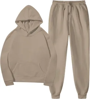 Men's Jogging Tracksuit 2 Piece Outfits Plus Size Casual Athletic Sweatshirt Sweatpants Sets Plain Running Hoodie Set