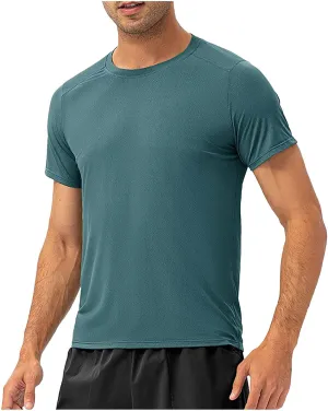 Men's Quick Dry Workout Gym Short Sleeve T Shirt Moisture Wicking Active Athletic Performance Running Tees Shirts