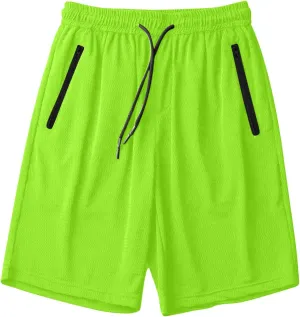Mens Shorts Athletic Running Quick Dry Workout Shorts Lightweight Loose-Fit Basketball Bottom with Zipper Pockets