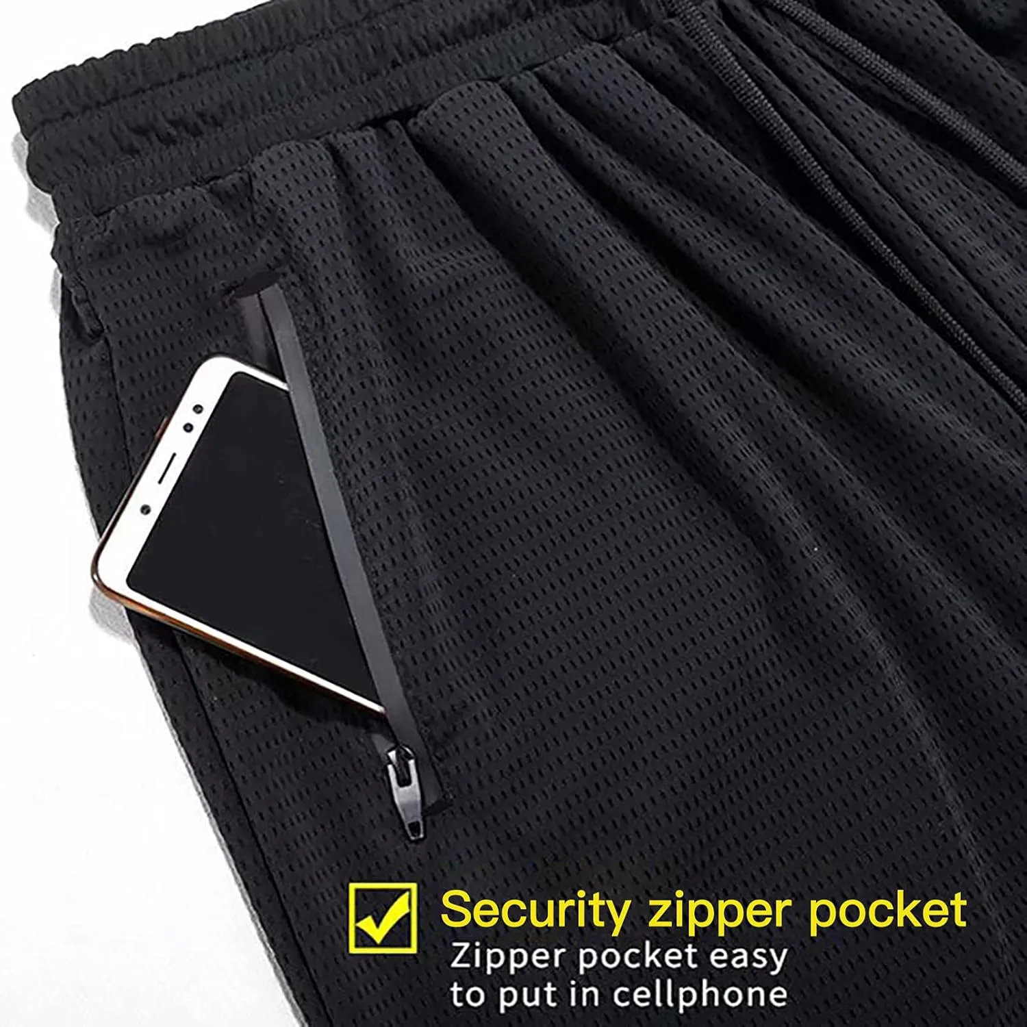 Mens Shorts Athletic Running Quick Dry Workout Shorts Lightweight Loose-Fit Basketball Bottom with Zipper Pockets