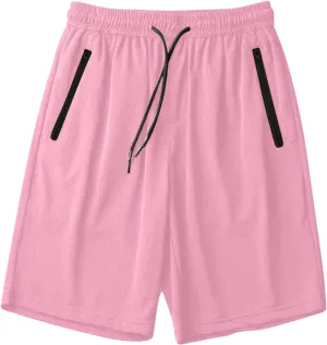 Mens Shorts Athletic Running Quick Dry Workout Shorts Lightweight Loose-Fit Basketball Bottom with Zipper Pockets