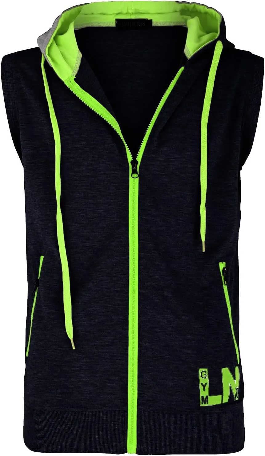 Mens Sleeveless Hoodies Shirts Full Zip Color Block Tank Tops Workout Outdoor Fashion Casual Running Sport T-Shirts