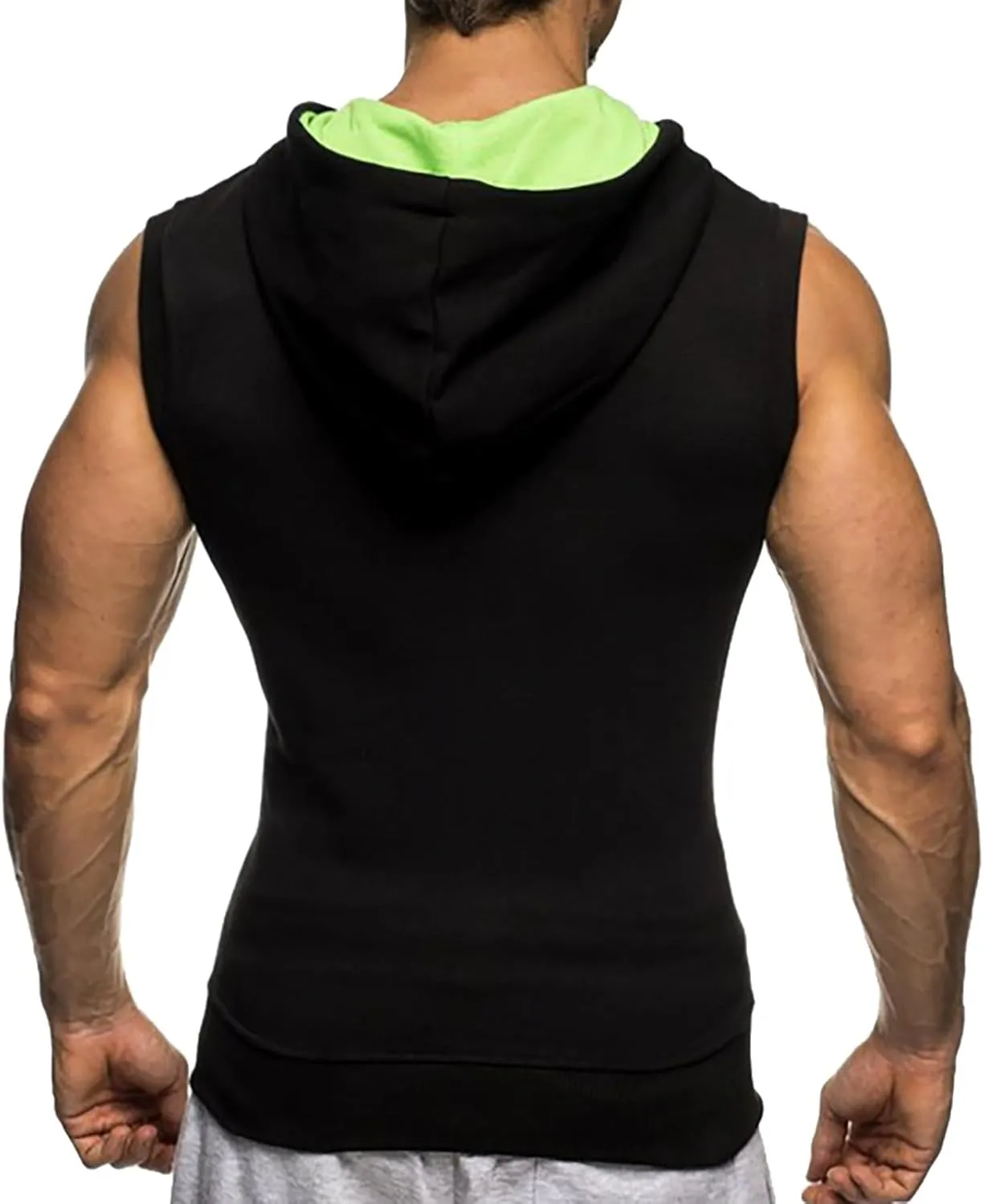Mens Sleeveless Hoodies Shirts Full Zip Color Block Tank Tops Workout Outdoor Fashion Casual Running Sport T-Shirts
