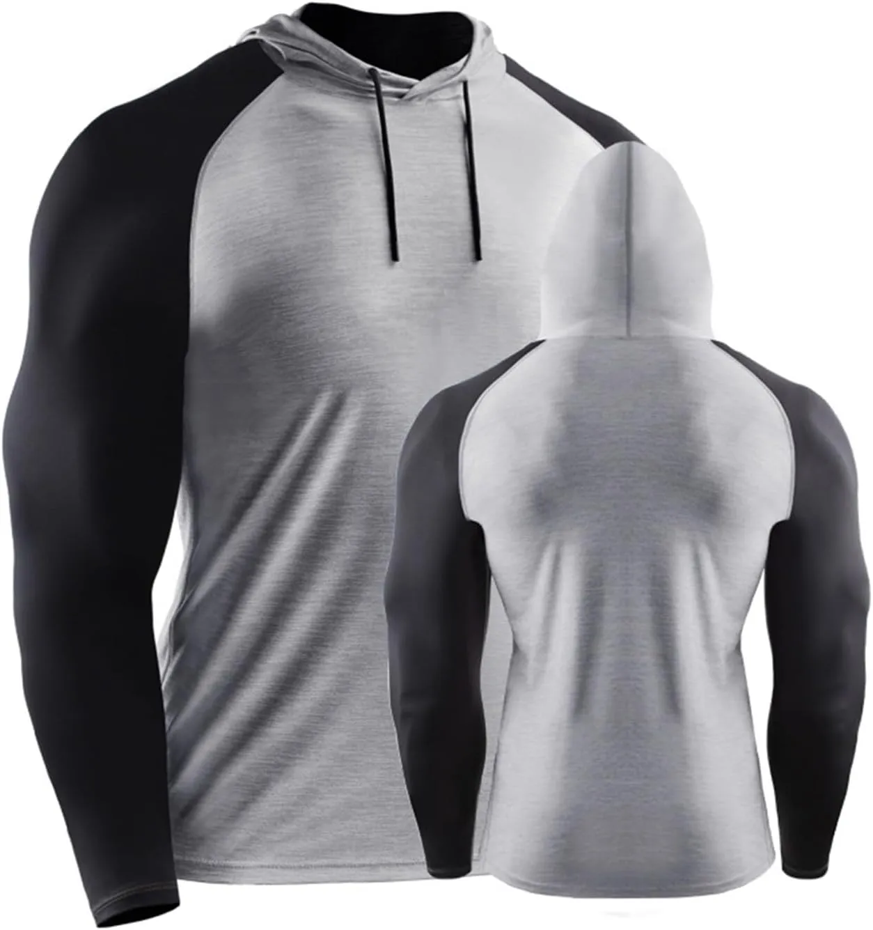 Men's Slim Fit Long Sleeve Hoodie Shirts with Drawstring Color Block Sweatshirt Casual Hooded Outdoor Pullover Tops