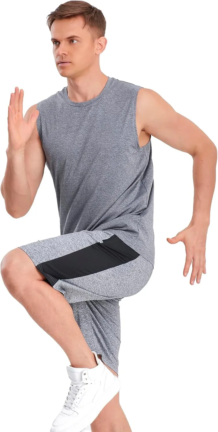 Mens Tank Tops 5 Pack,Gym Sleeveless Shirts Fitness Muscle T-Shirts Workout Gym Tank Top