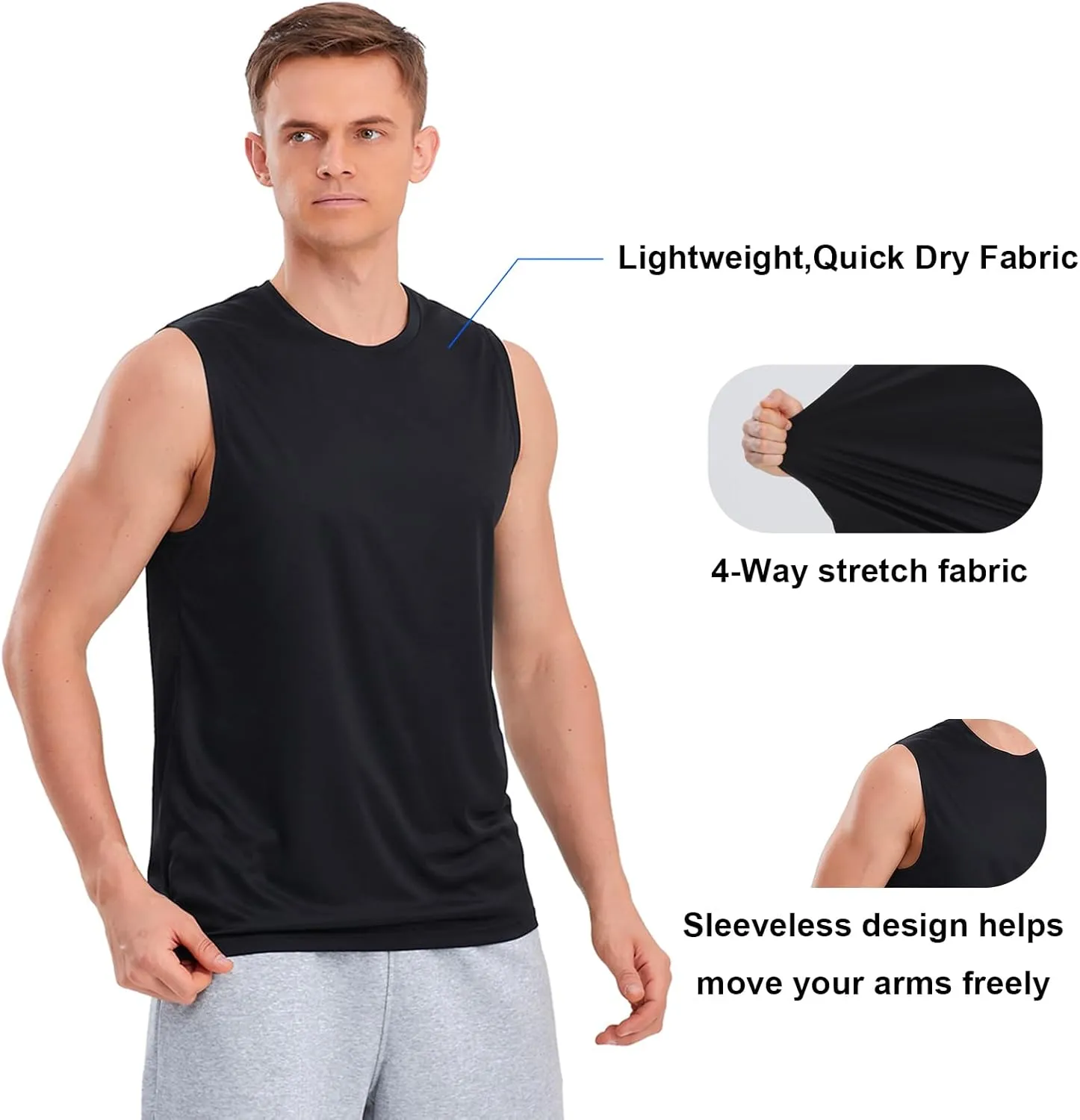 Mens Tank Tops 5 Pack,Gym Sleeveless Shirts Fitness Muscle T-Shirts Workout Gym Tank Top