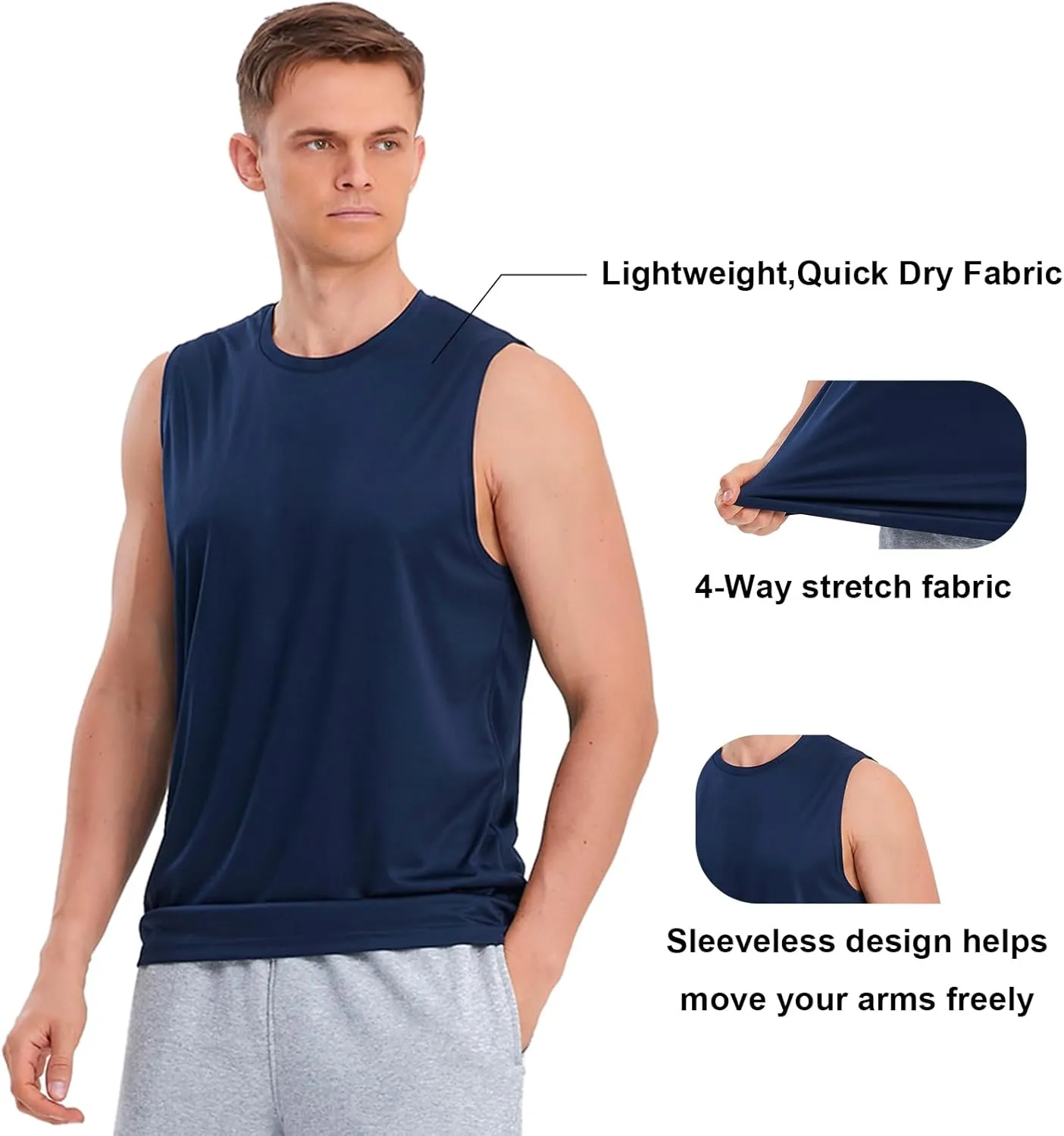Mens Tank Tops 5 Pack,Gym Sleeveless Shirts Fitness Muscle T-Shirts Workout Gym Tank Top