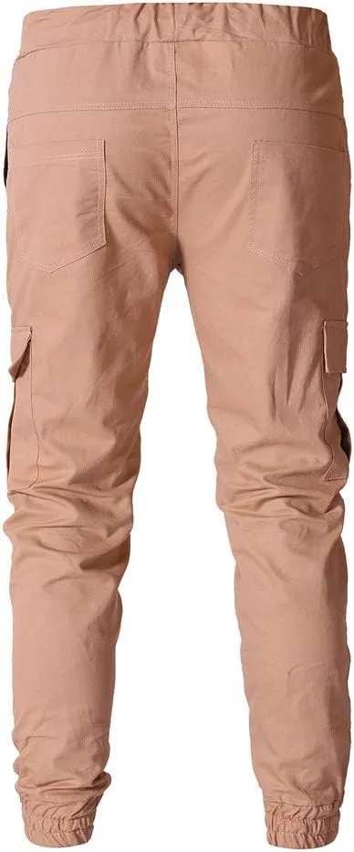 Mens Workout Cargo Sweatpants Cargo Sweatpants Elastic Waist Drawstring Straight Leg Athletic Trousers Baggy Jogger