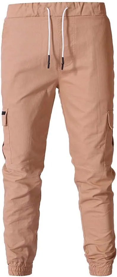 Mens Workout Cargo Sweatpants Cargo Sweatpants Elastic Waist Drawstring Straight Leg Athletic Trousers Baggy Jogger