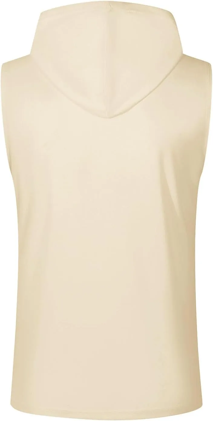 Men's Workout Drawstring Hoodies Sleeveless Button Down Running Gym Tank Top 2025 Summer Casual Athletic Shirt Tops
