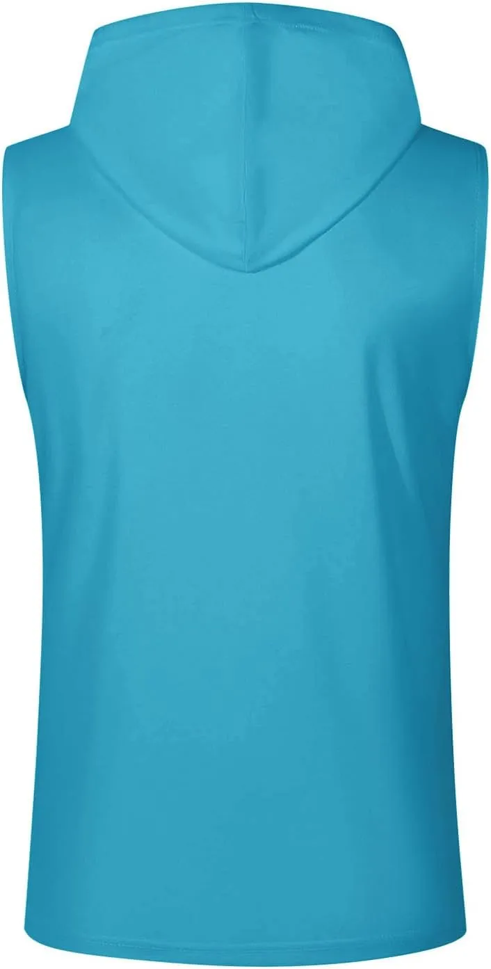 Men's Workout Drawstring Hoodies Sleeveless Button Down Running Gym Tank Top 2025 Summer Casual Athletic Shirt Tops