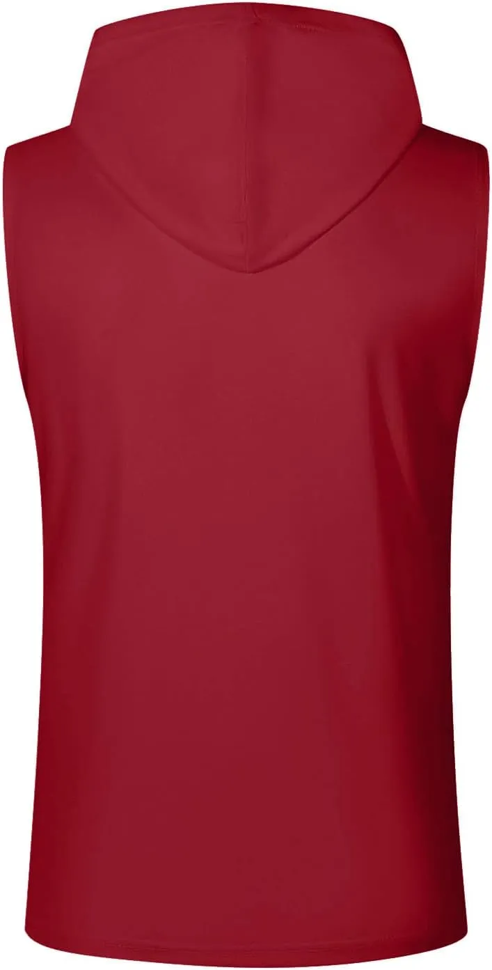 Men's Workout Drawstring Hoodies Sleeveless Button Down Running Gym Tank Top 2025 Summer Casual Athletic Shirt Tops