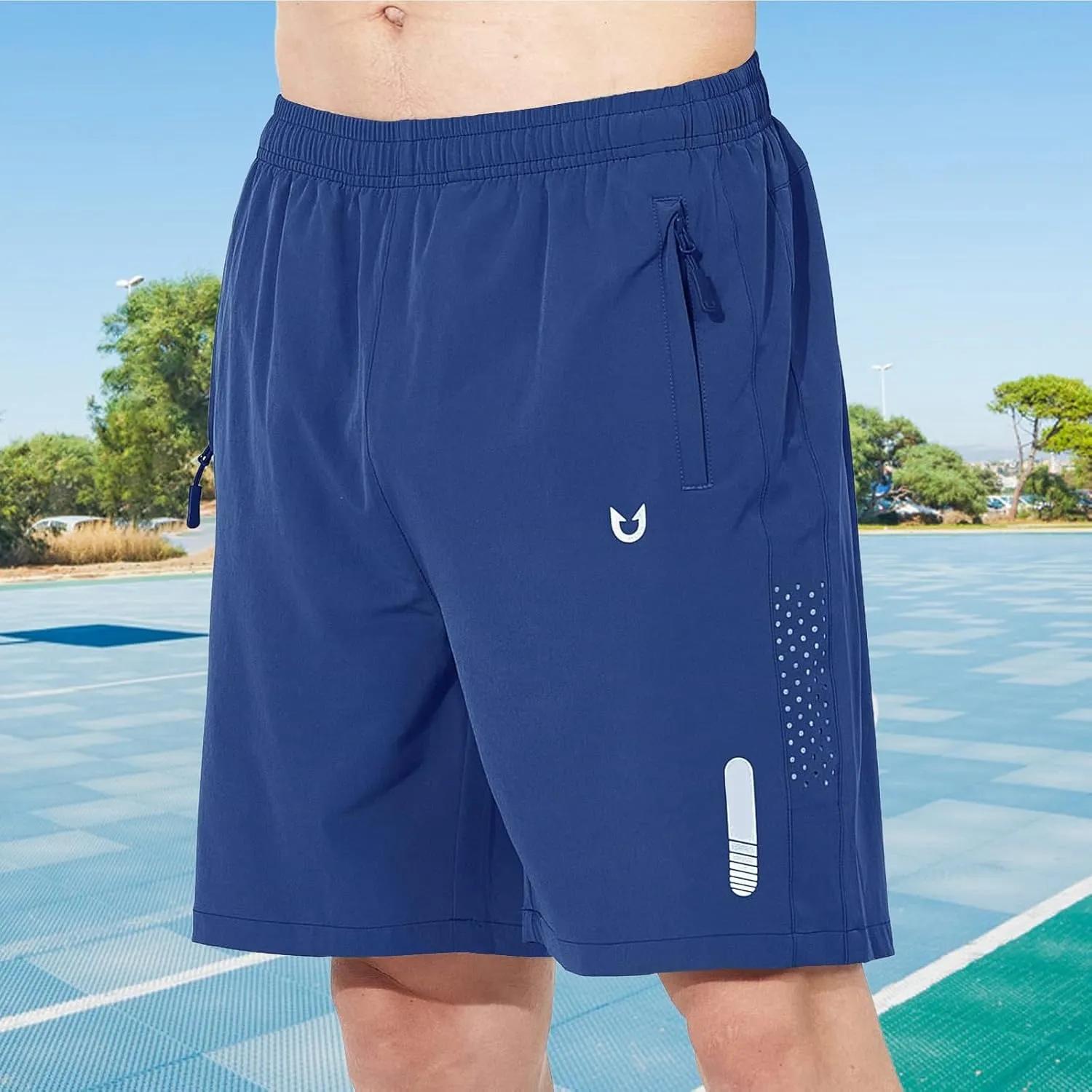 Men's Workout Running Quick Dry Gym Shorts Beach Shorts Sportswear Fitness Outdoor Loose Training Pants with Pocket