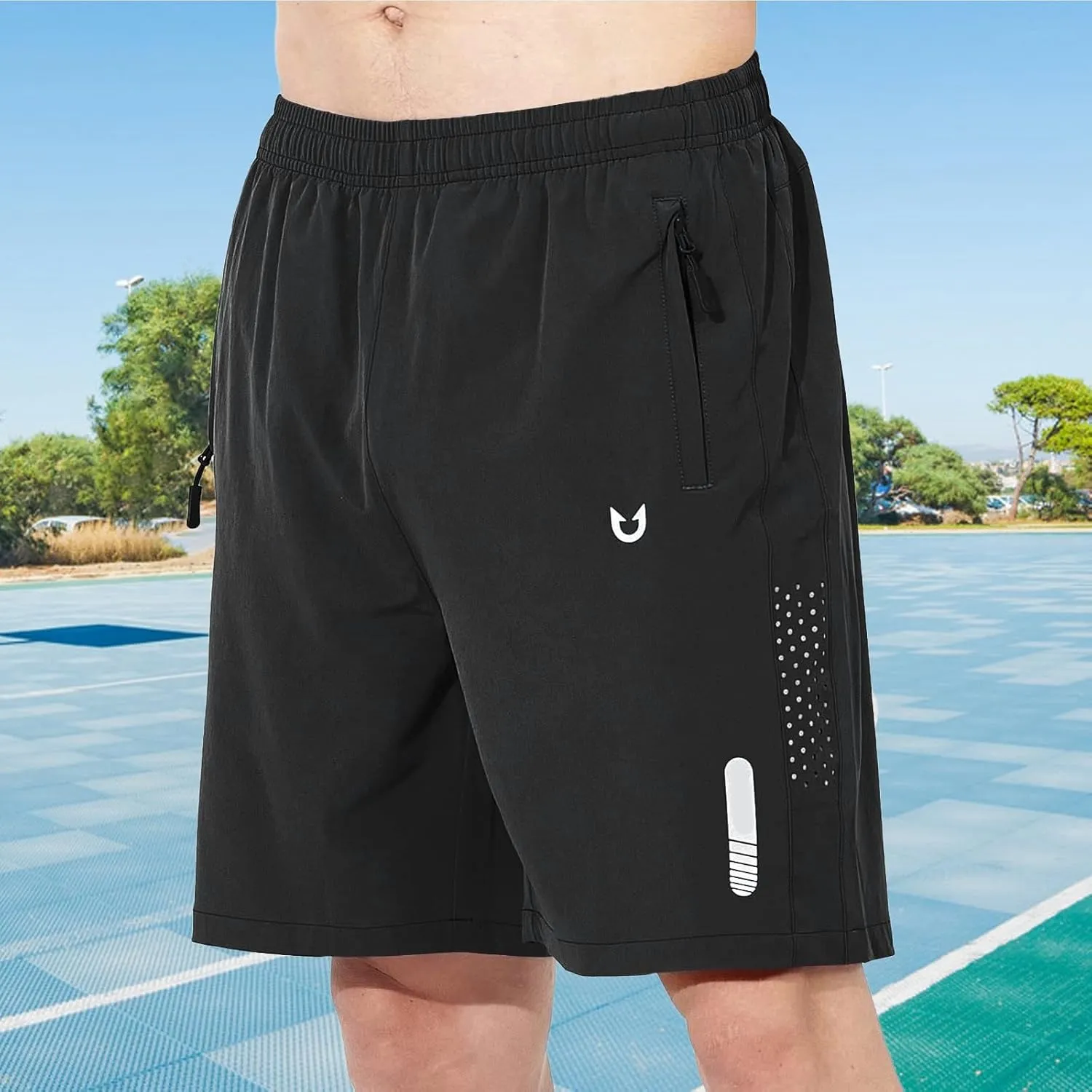 Men's Workout Running Quick Dry Gym Shorts Beach Shorts Sportswear Fitness Outdoor Loose Training Pants with Pocket