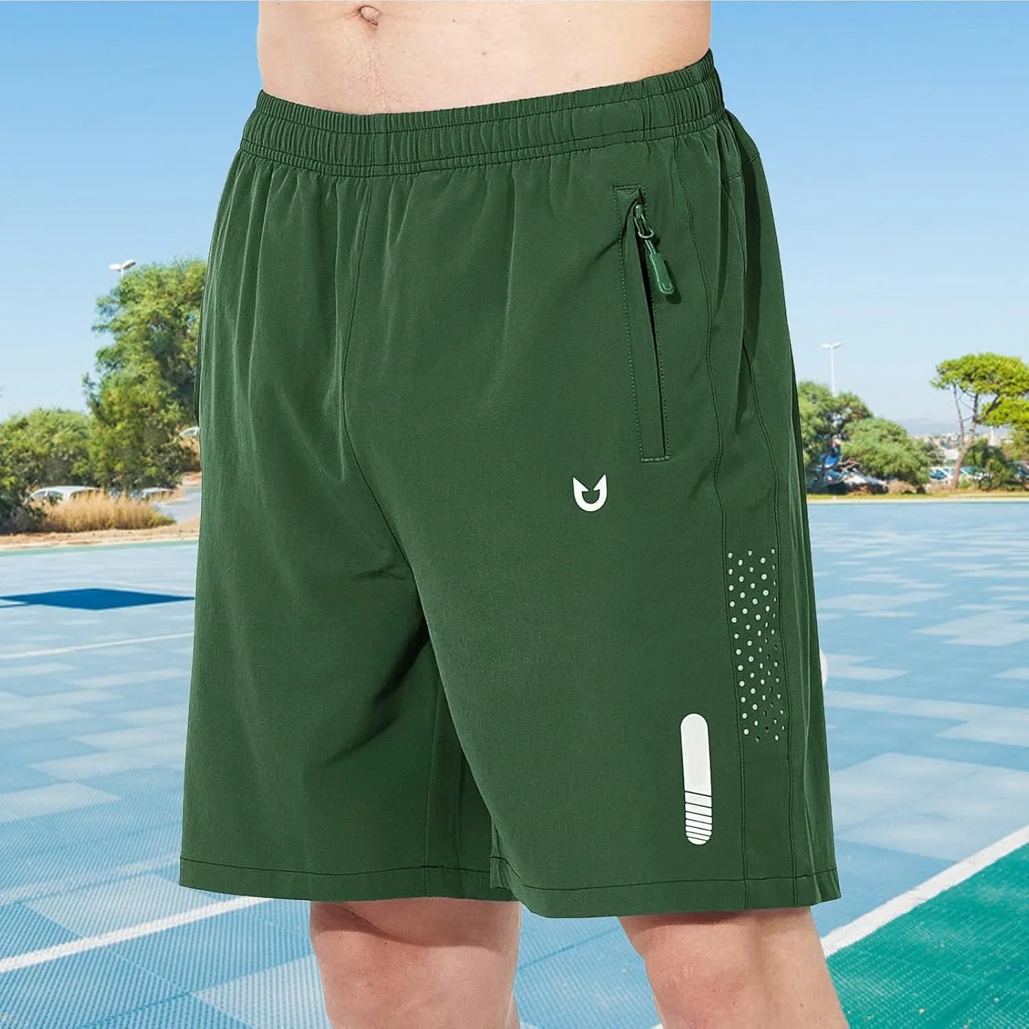 Men's Workout Running Quick Dry Gym Shorts Beach Shorts Sportswear Fitness Outdoor Loose Training Pants with Pocket