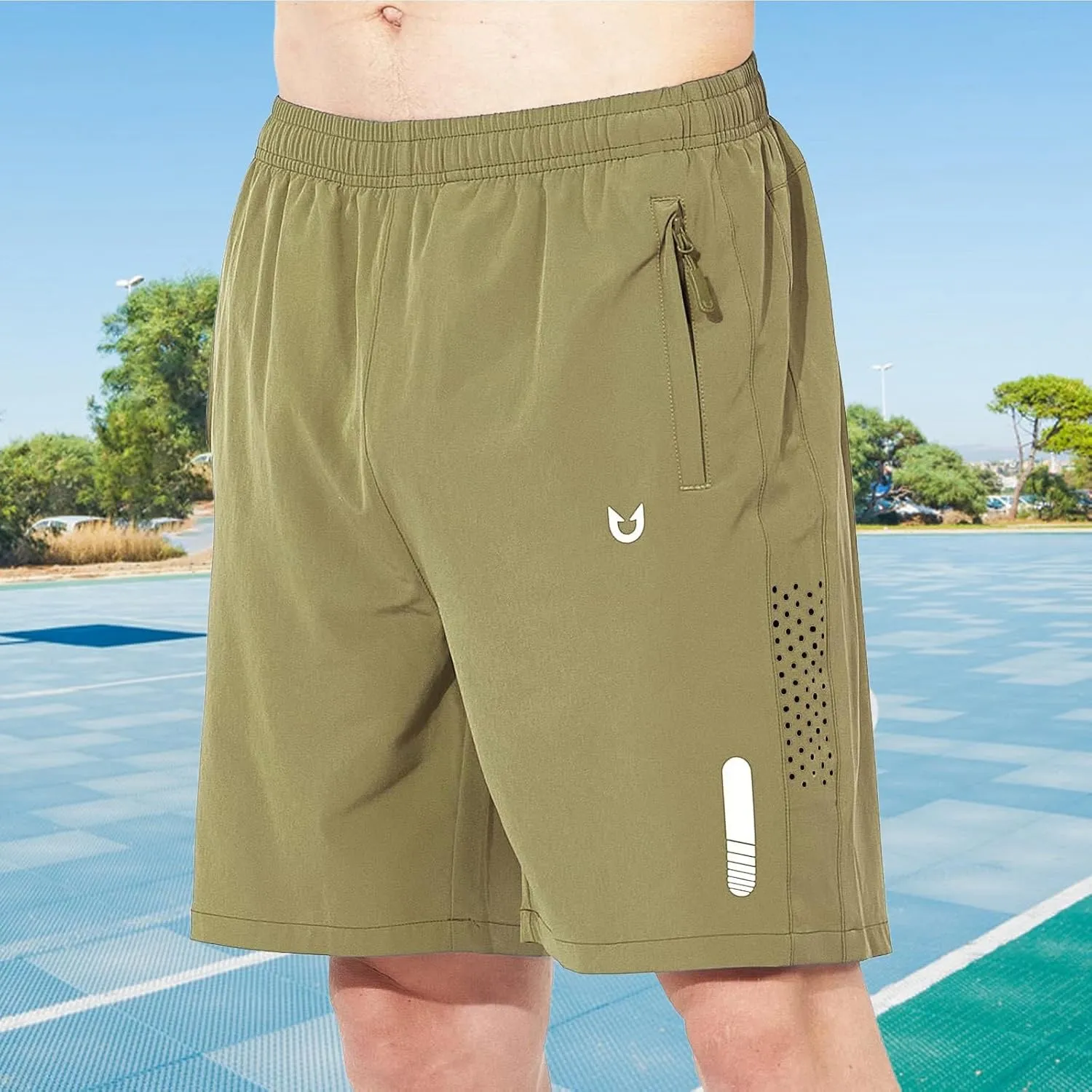 Men's Workout Running Quick Dry Gym Shorts Beach Shorts Sportswear Fitness Outdoor Loose Training Pants with Pocket