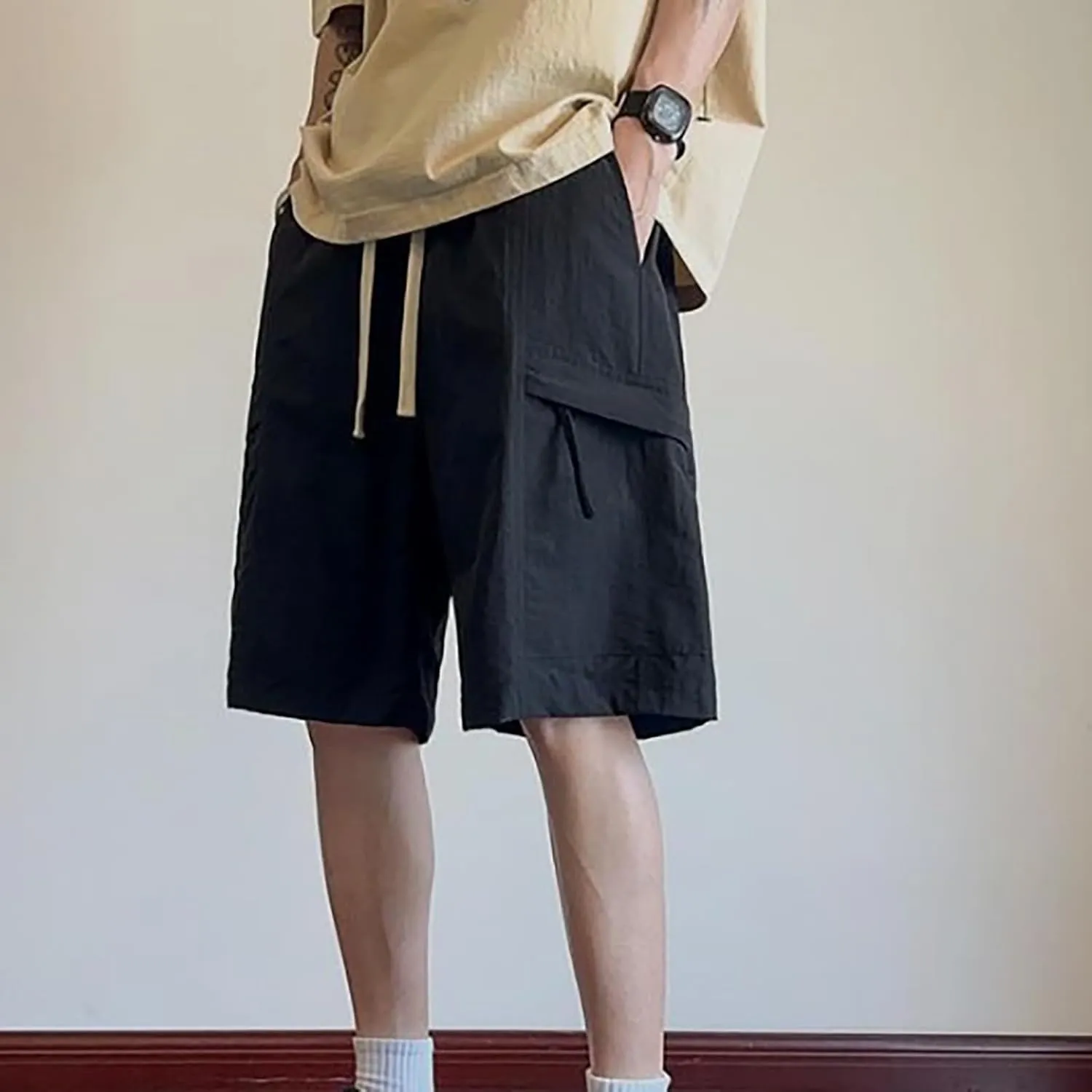 Men's Workout Running Quick Dry Gym Shorts Beach Shorts Sportswear Fitness Outdoor Loose Training Pants with Pocket