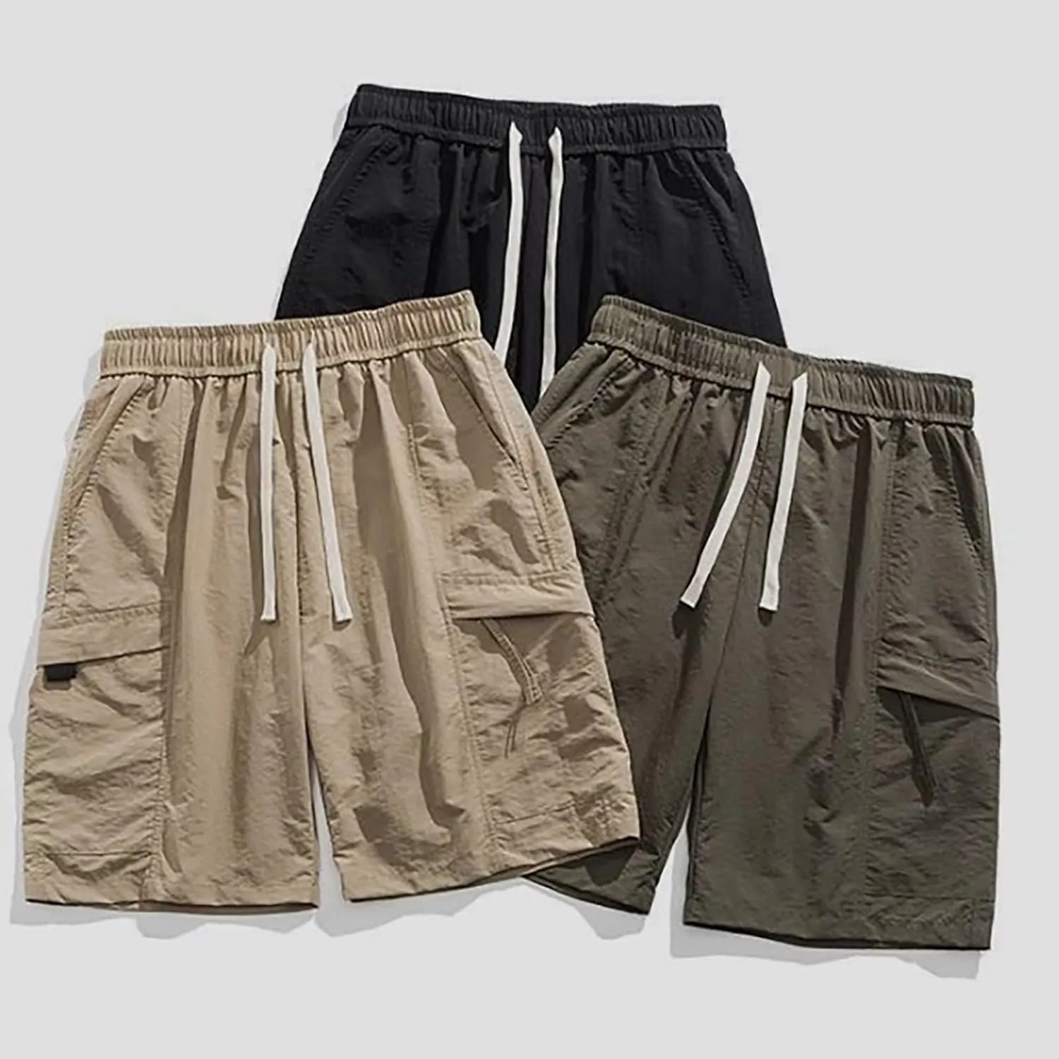 Men's Workout Running Quick Dry Gym Shorts Beach Shorts Sportswear Fitness Outdoor Loose Training Pants with Pocket