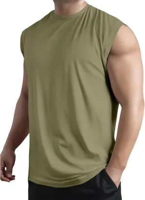 Men's Workout Tank Tops Sleeveless Quick Dry Muscle Running Tees Summer Beach Causual Stretchy Athletic Gym Tank Top