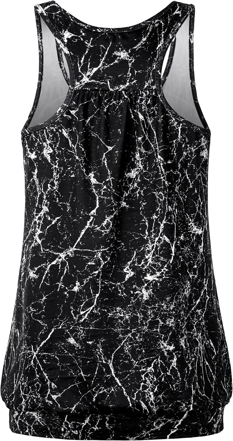Miusey Womens Sleeveless Round Neck Loose Fit Racerback Yoga Tank Top