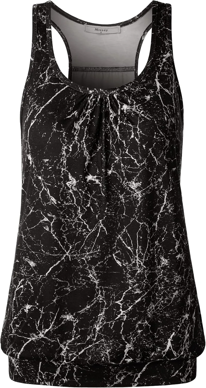 Miusey Womens Sleeveless Round Neck Loose Fit Racerback Yoga Tank Top