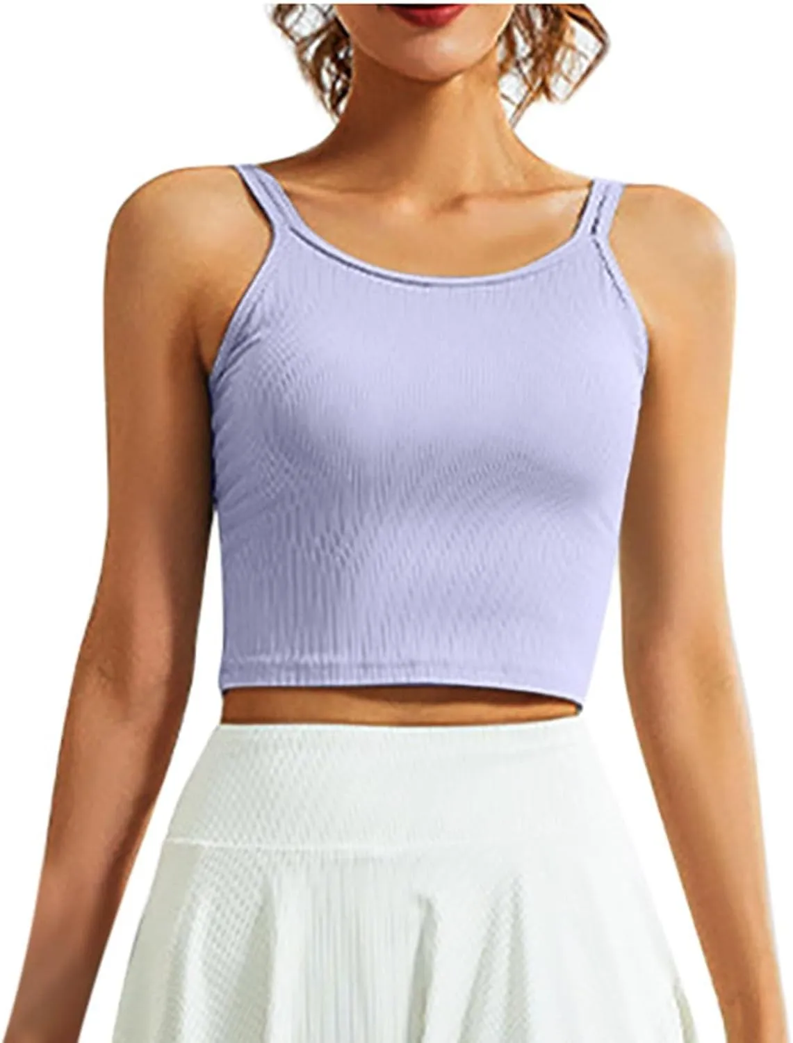 NATHGAM Women Athletic Camisole Quick-Dry Wirefree Padded Tennis Running Crop Tank Tops Teen Girl Gym Workout Yoga Sports Bra