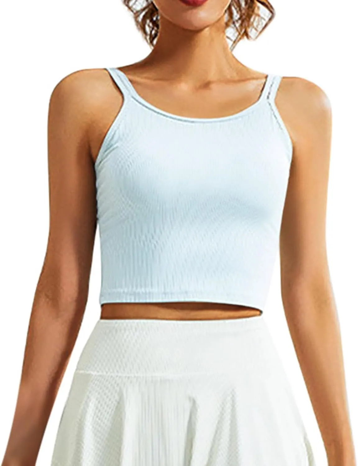 NATHGAM Women Athletic Camisole Quick-Dry Wirefree Padded Tennis Running Crop Tank Tops Teen Girl Gym Workout Yoga Sports Bra