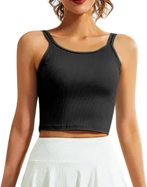 NATHGAM Women Athletic Camisole Quick-Dry Wirefree Padded Tennis Running Crop Tank Tops Teen Girl Gym Workout Yoga Sports Bra