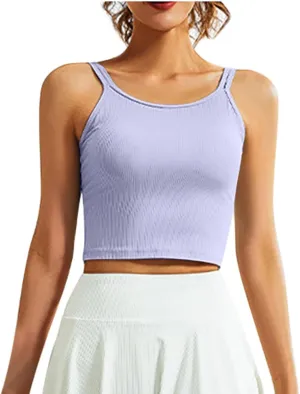 NATHGAM Women Athletic Camisole Quick-Dry Wirefree Padded Tennis Running Crop Tank Tops Teen Girl Gym Workout Yoga Sports Bra